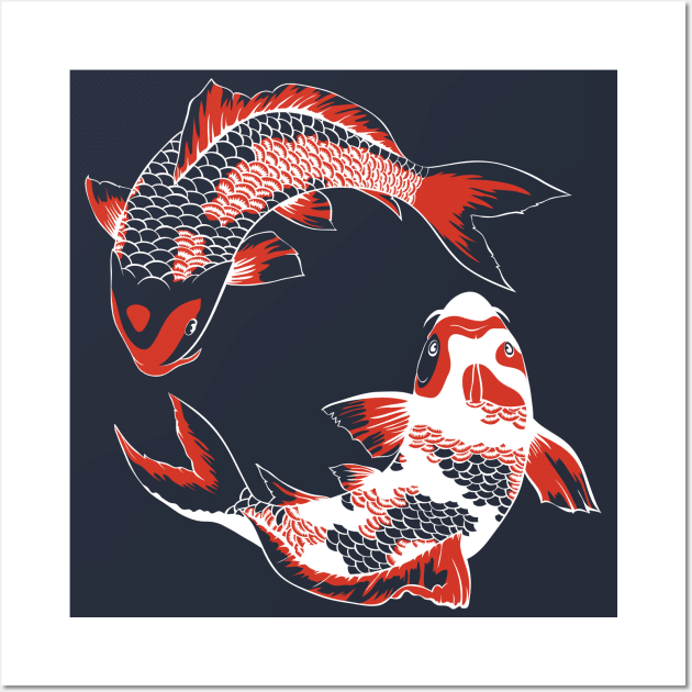 Koi Duo - White Wall Art by kellyoconnell